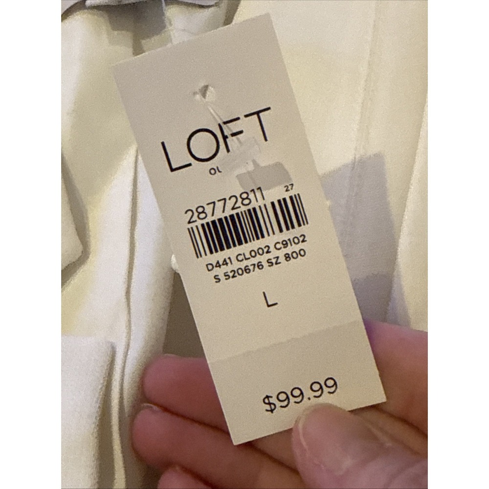 LOFT Outlet Women's Ivory Open Front Blazer Jacket Polyester Lined Large (AH) - Picture 7 of 8